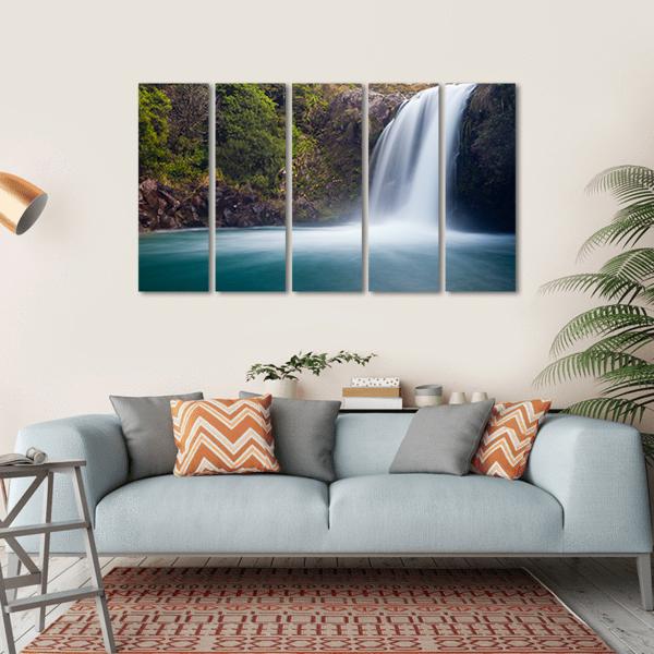 Tawhai Waterfall New Zealand Canvas Wall Art-5 Horizontal-Gallery Wrap-22" x 12"-Tiaracle