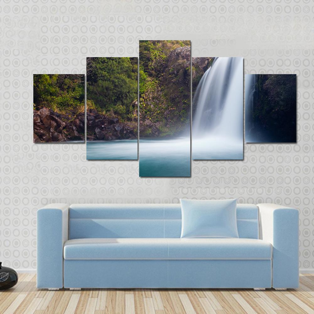 Tawhai Waterfall New Zealand Canvas Wall Art-5 Star-Gallery Wrap-62" x 32"-Tiaracle