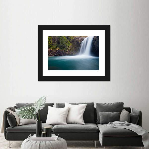 Tawhai Waterfall New Zealand Canvas Wall Art-1 Piece-Framed Print-20" x 16"-Tiaracle