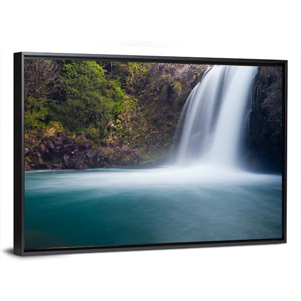 Tawhai Waterfall New Zealand Canvas Wall Art-5 Horizontal-Gallery Wrap-22" x 12"-Tiaracle
