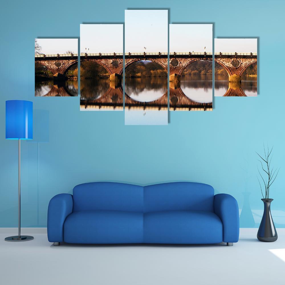 Tay Bridge In Perth Canvas Wall Art-5 Star-Gallery Wrap-62" x 32"-Tiaracle