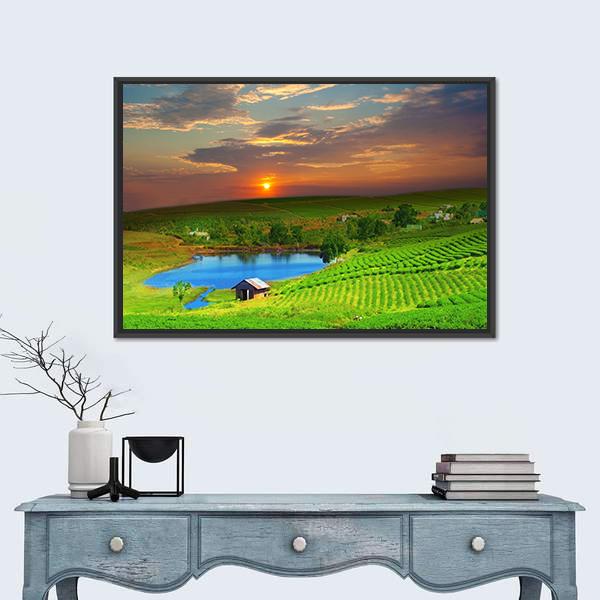 Tea Plantation Field Vietnam Canvas Wall Art-5 Horizontal-Gallery Wrap-22" x 12"-Tiaracle