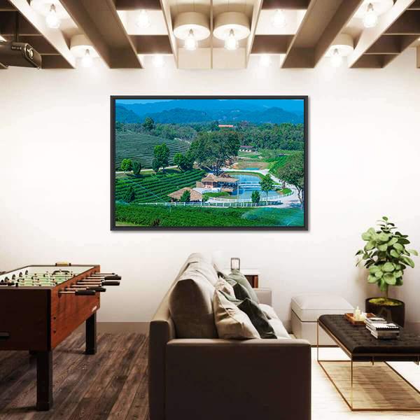Tea Plantation In Chiang Rai Canvas Wall Art-3 Horizontal-Gallery Wrap-25" x 16"-Tiaracle