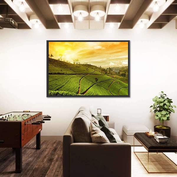 Tea Plantation Landscape Canvas Wall Art-5 Horizontal-Gallery Wrap-22" x 12"-Tiaracle