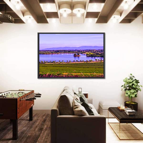 Tea Plantation With Lake Canvas Wall Art-3 Horizontal-Gallery Wrap-25" x 16"-Tiaracle