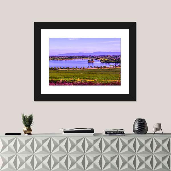 Tea Plantation With Lake Canvas Wall Art-5 Horizontal-Gallery Wrap-22" x 12"-Tiaracle