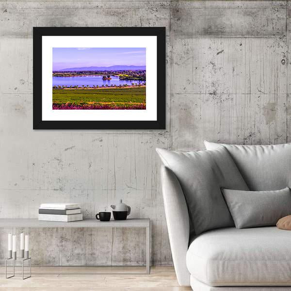 Tea Plantation With Lake Canvas Wall Art-3 Horizontal-Gallery Wrap-25" x 16"-Tiaracle
