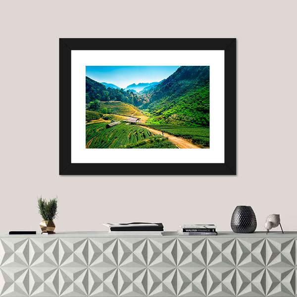 Tea Plantations On Angkhang Mountain Canvas Wall Art-3 Horizontal-Gallery Wrap-25" x 16"-Tiaracle