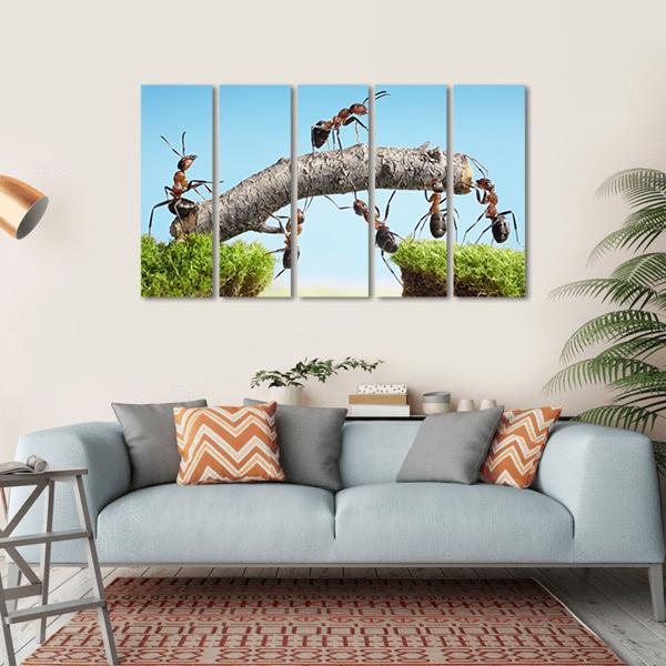 Ants Constructing Bridge Canvas Wall Art-5 Horizontal-Gallery Wrap-22" x 12"-Tiaracle