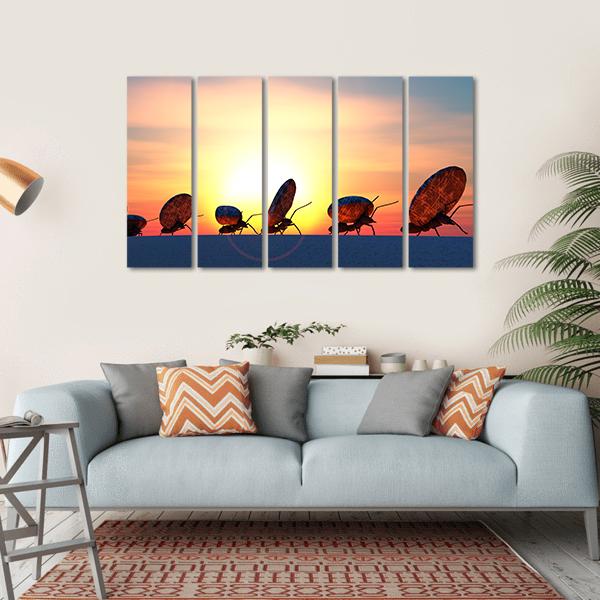 Ants Moving Stones Canvas Wall Art-5 Horizontal-Gallery Wrap-22" x 12"-Tiaracle