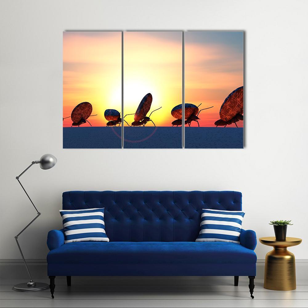 Ants Moving Stones Canvas Wall Art-3 Horizontal-Gallery Wrap-37" x 24"-Tiaracle