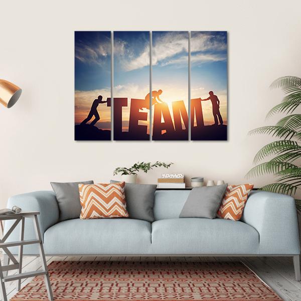 Teamwork Concept Canvas Wall Art-4 Horizontal-Gallery Wrap-34" x 24"-Tiaracle