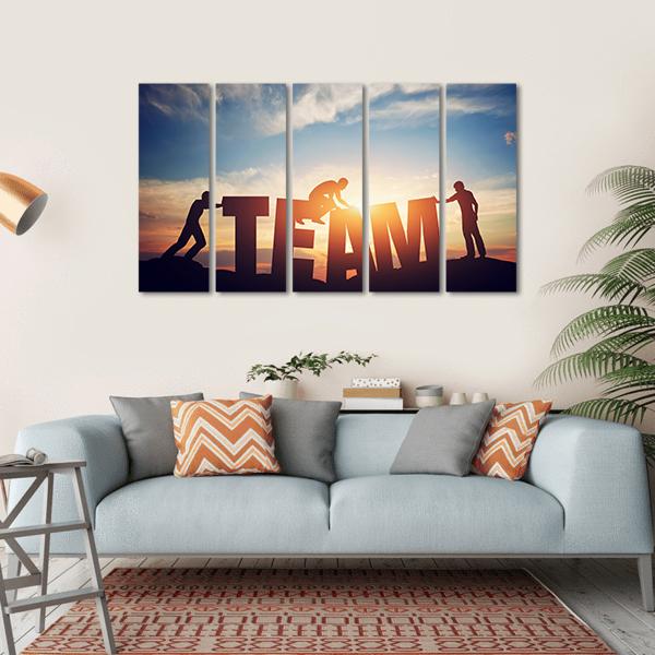 Teamwork Concept Canvas Wall Art-5 Horizontal-Gallery Wrap-22" x 12"-Tiaracle
