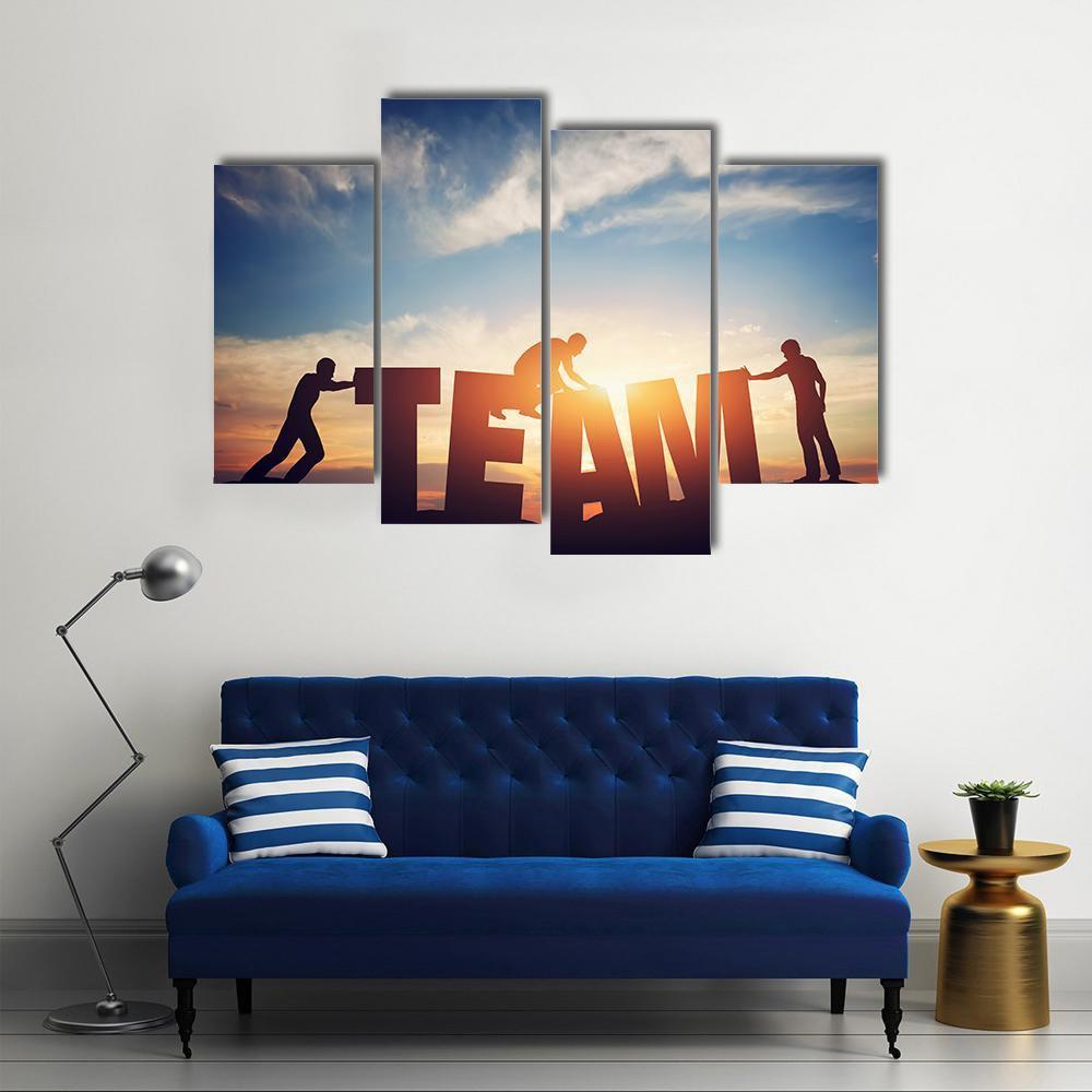 Teamwork Concept Canvas Wall Art-4 Pop-Gallery Wrap-50&quot; x 32&quot;-Tiaracle