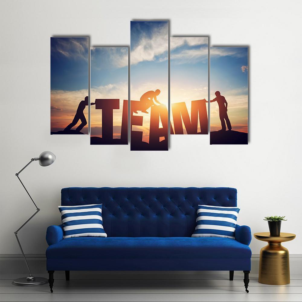 Teamwork Concept Canvas Wall Art-5 Pop-Gallery Wrap-47&quot; x 32&quot;-Tiaracle