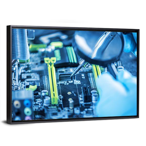 Technician In Gloves Reviewing The Failure Canvas Wall Art-3 Horizontal-Gallery Wrap-25" x 16"-Tiaracle