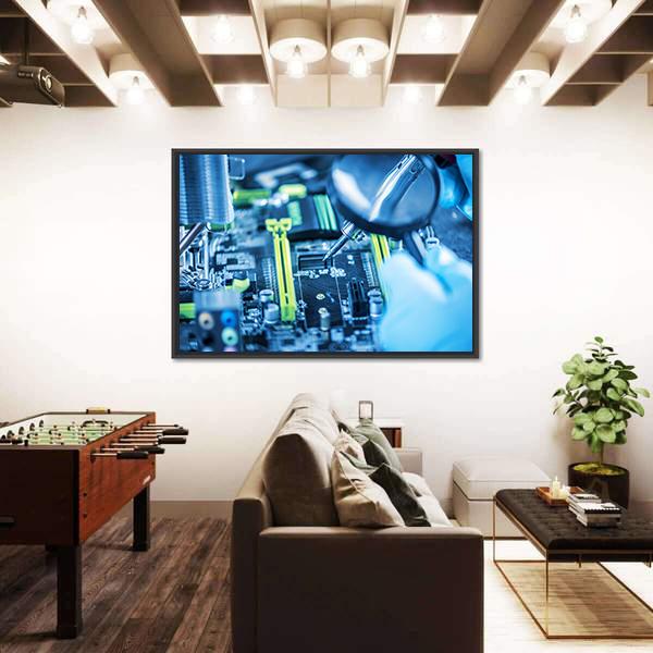 Technician In Gloves Reviewing The Failure Canvas Wall Art-3 Horizontal-Gallery Wrap-25" x 16"-Tiaracle