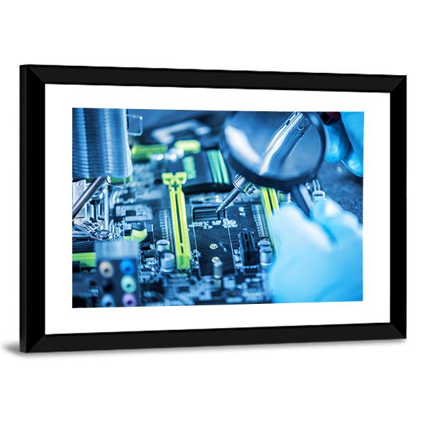 Technician In Gloves Reviewing The Failure Canvas Wall Art-3 Horizontal-Gallery Wrap-25" x 16"-Tiaracle