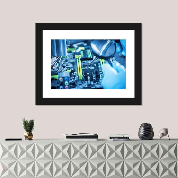 Technician In Gloves Reviewing The Failure Canvas Wall Art-3 Horizontal-Gallery Wrap-25" x 16"-Tiaracle