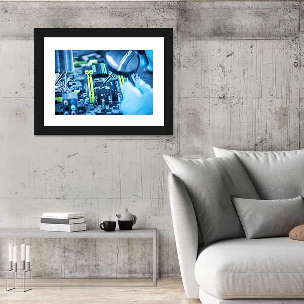 Technician In Gloves Reviewing The Failure Canvas Wall Art-3 Horizontal-Gallery Wrap-25" x 16"-Tiaracle