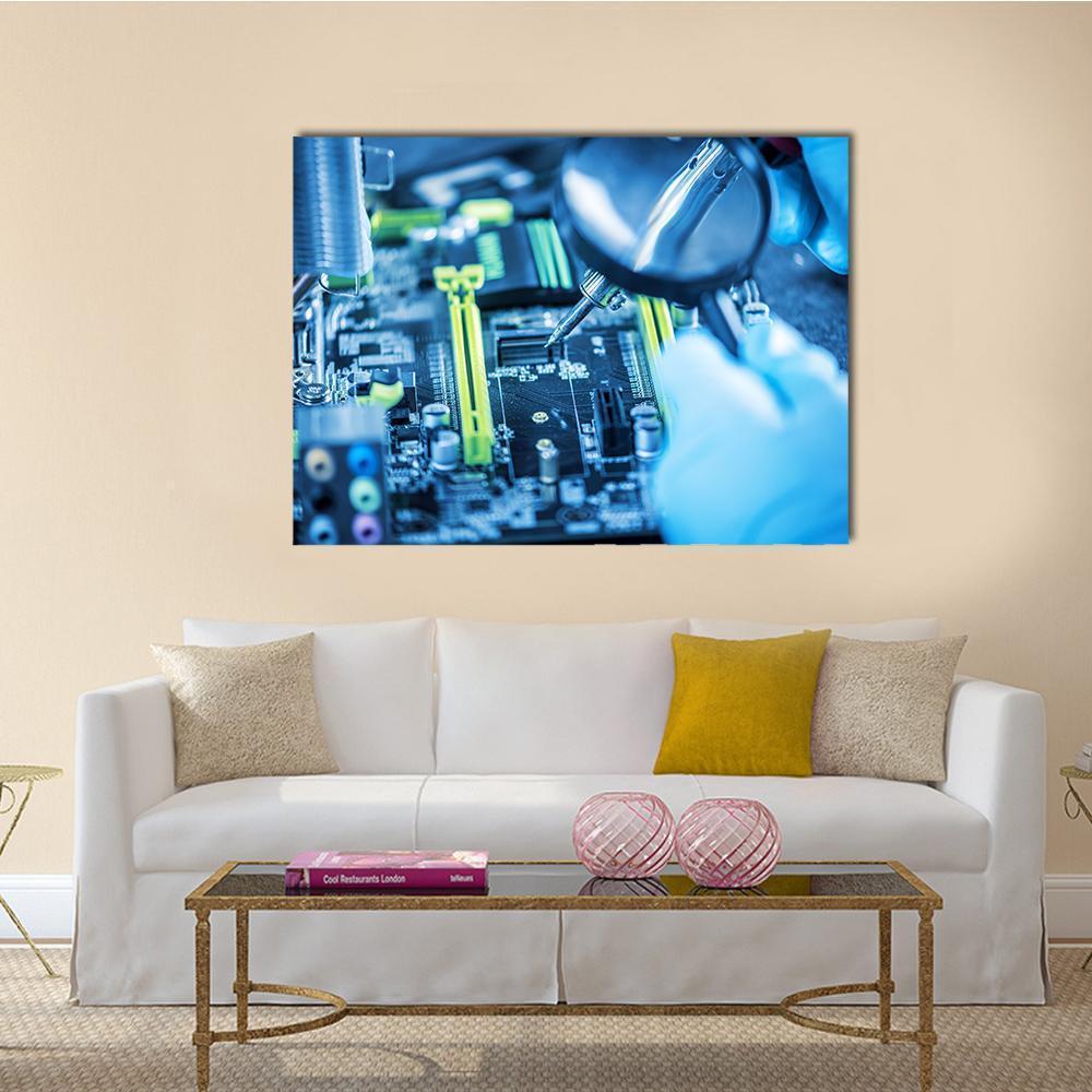 Technician In Gloves Reviewing The Failure Canvas Wall Art-1 Piece-Gallery Wrap-48" x 32"-Tiaracle