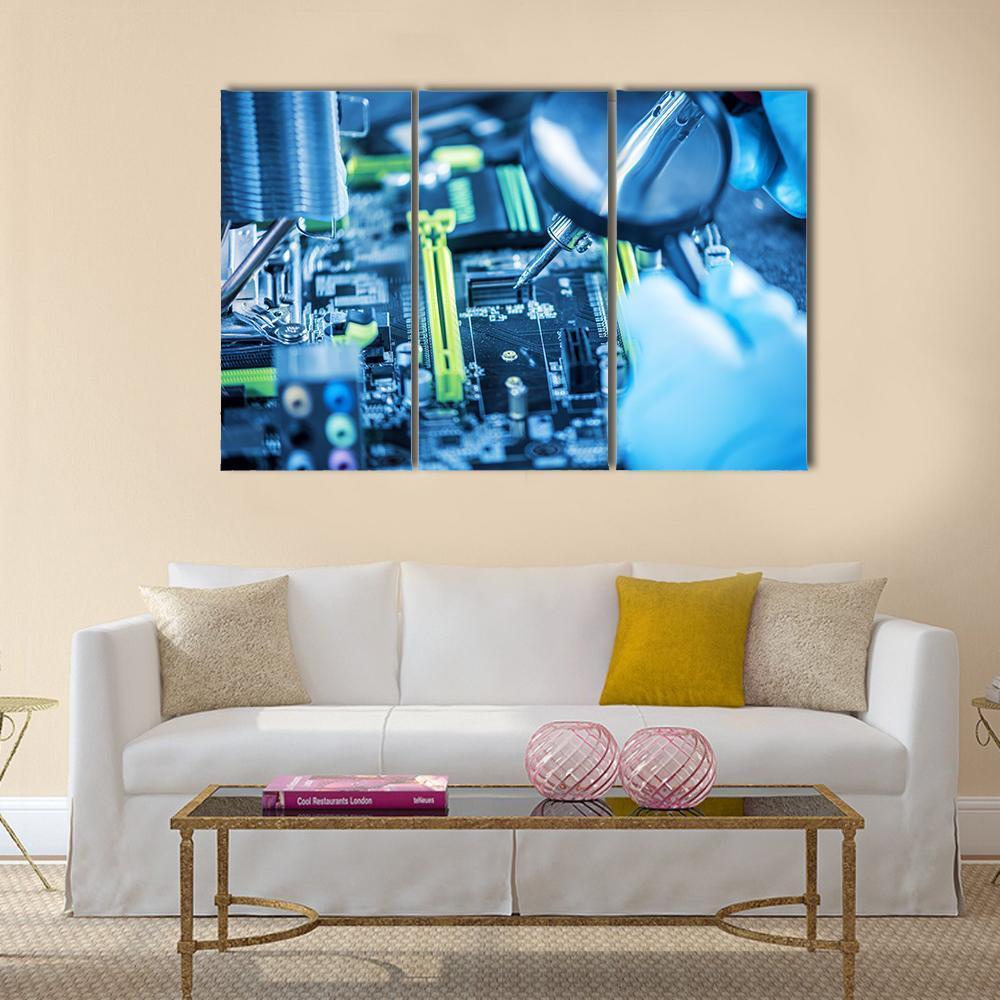 Technician In Gloves Reviewing The Failure Canvas Wall Art-3 Horizontal-Gallery Wrap-37" x 24"-Tiaracle