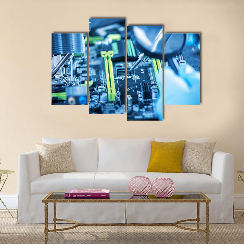 Technician In Gloves Reviewing The Failure Canvas Wall Art-4 Pop-Gallery Wrap-50" x 32"-Tiaracle