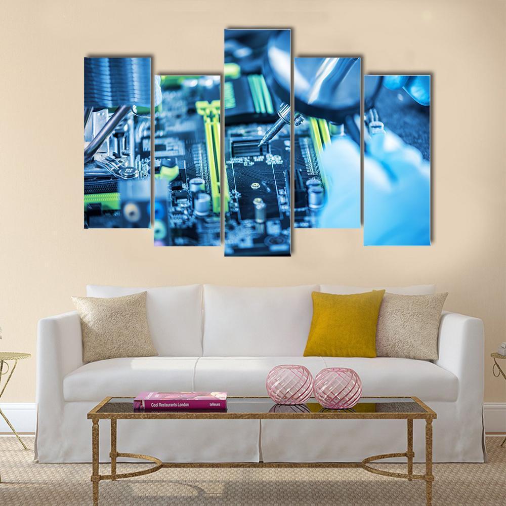 Technician In Gloves Reviewing The Failure Canvas Wall Art-5 Pop-Gallery Wrap-47" x 32"-Tiaracle