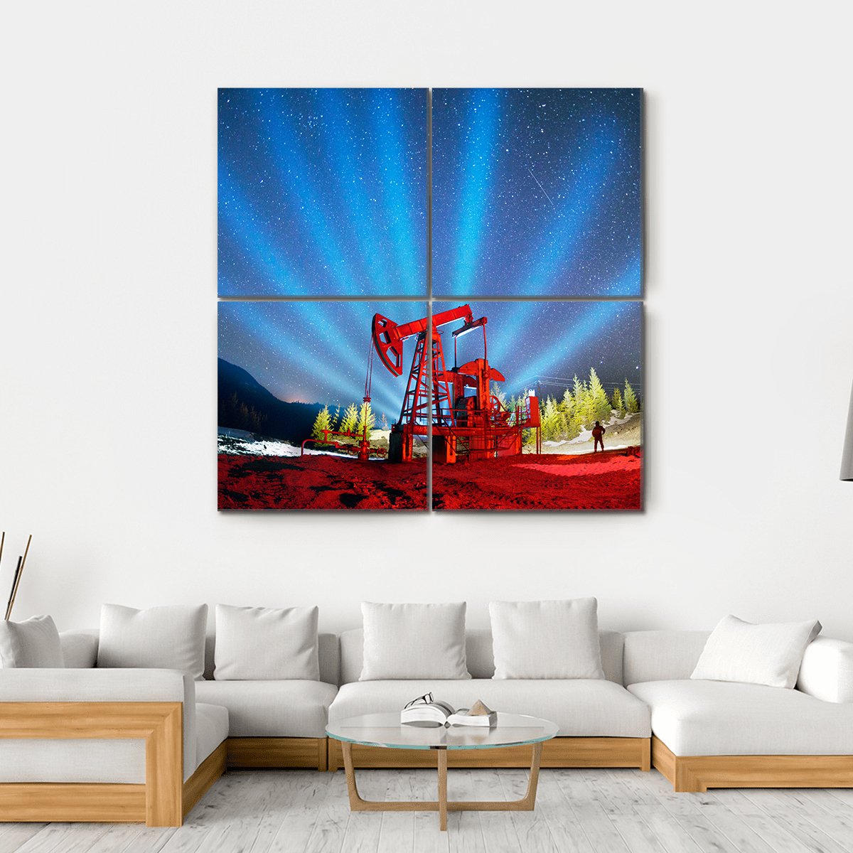 Oil &amp; Gas Extraction Pump Canvas Wall Art-4 Square-Gallery Wrap-17" x 17"-Tiaracle