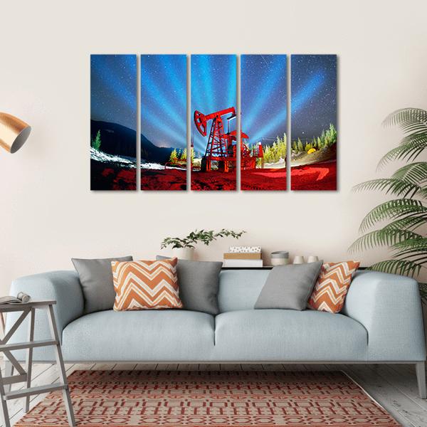 Oil & Gas Extraction Pump Canvas Wall Art-5 Horizontal-Gallery Wrap-22" x 12"-Tiaracle
