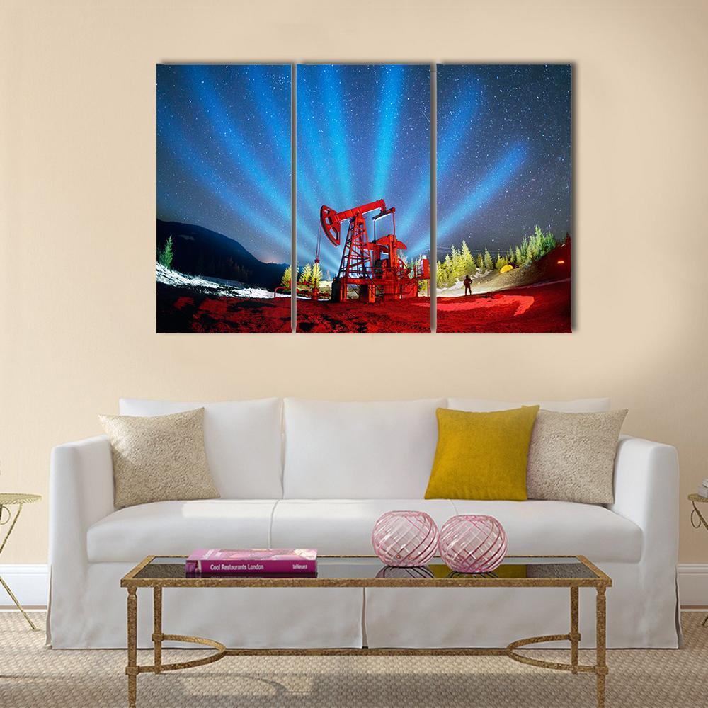 Oil &amp; Gas Extraction Pump Canvas Wall Art-3 Horizontal-Gallery Wrap-37&quot; x 24&quot;-Tiaracle