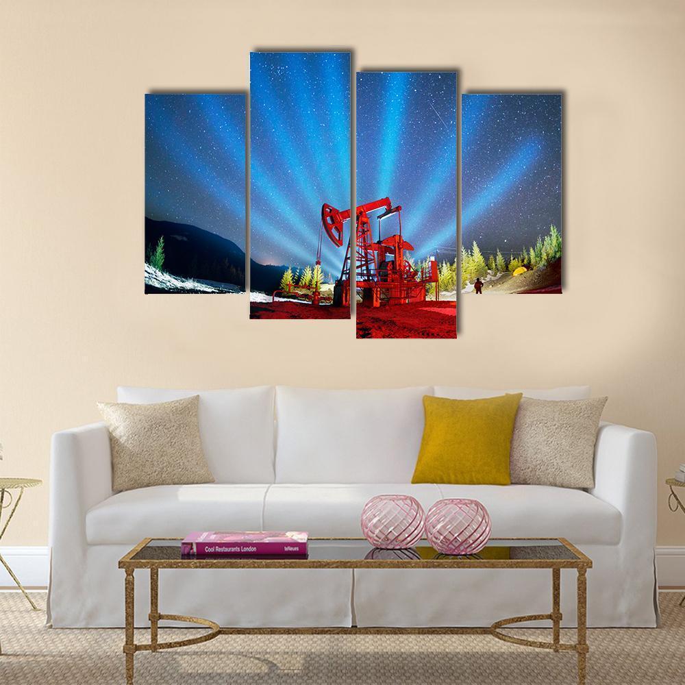 Oil &amp; Gas Extraction Pump Canvas Wall Art-4 Pop-Gallery Wrap-50&quot; x 32&quot;-Tiaracle