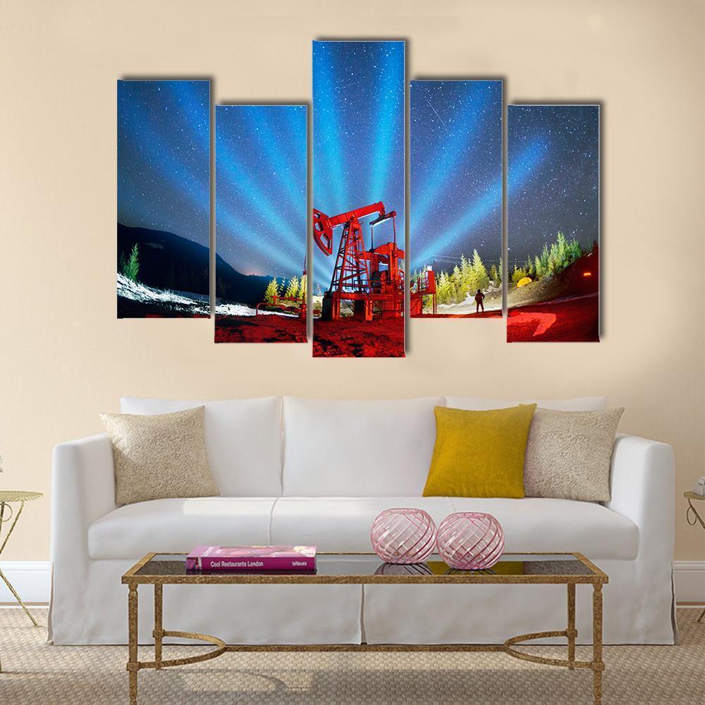 Oil &amp; Gas Extraction Pump Canvas Wall Art-5 Pop-Gallery Wrap-47&quot; x 32&quot;-Tiaracle