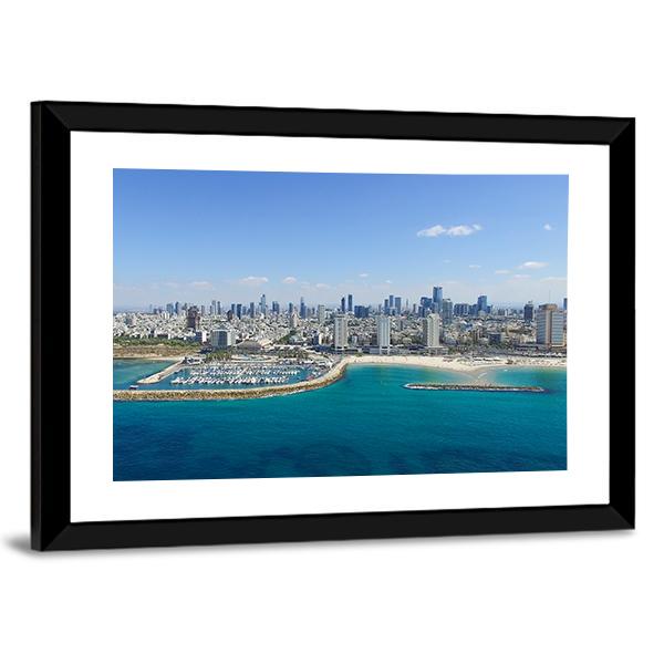 Tel Aviv Skyline Panoramic Canvas Wall Art-1 Piece-36&quot; x 12&quot;-Tiaracle