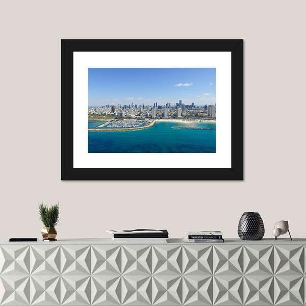 Tel Aviv Skyline Panoramic Canvas Wall Art-1 Piece-36&quot; x 12&quot;-Tiaracle