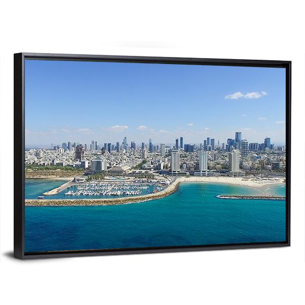 Tel Aviv Skyline Panoramic Canvas Wall Art-1 Piece-36&quot; x 12&quot;-Tiaracle