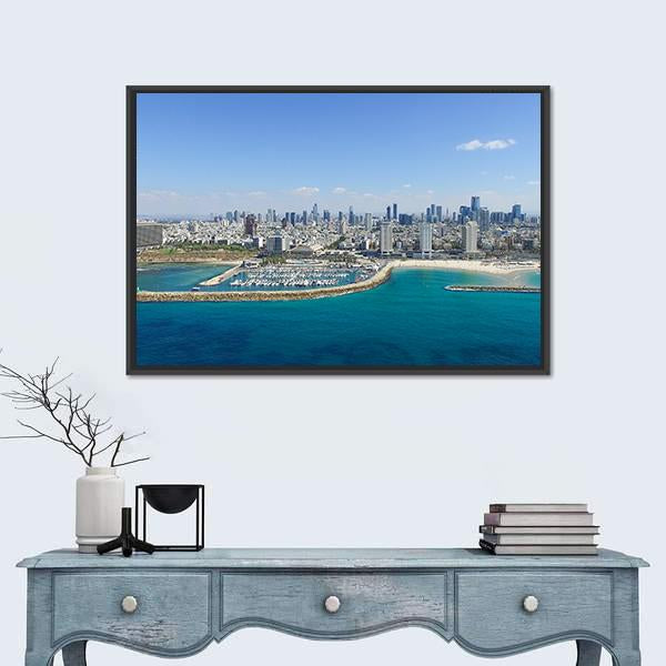 Tel Aviv Skyline Panoramic Canvas Wall Art-1 Piece-36&quot; x 12&quot;-Tiaracle