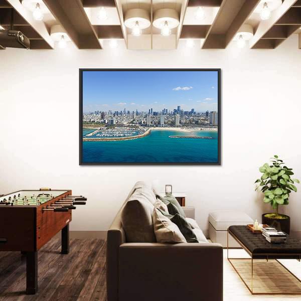 Tel Aviv Skyline Panoramic Canvas Wall Art-1 Piece-36&quot; x 12&quot;-Tiaracle
