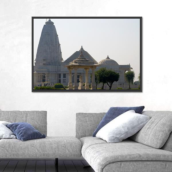 Temple Birla In Jaipur Canvas Wall Art-1 Piece-Floating Frame-24" x 16"-Tiaracle