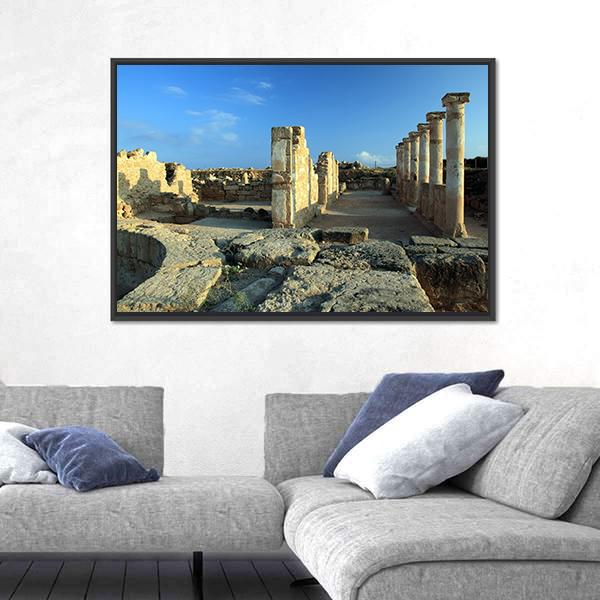 Temple Columns In Paphos Canvas Wall Art-1 Piece-Floating Frame-24" x 16"-Tiaracle