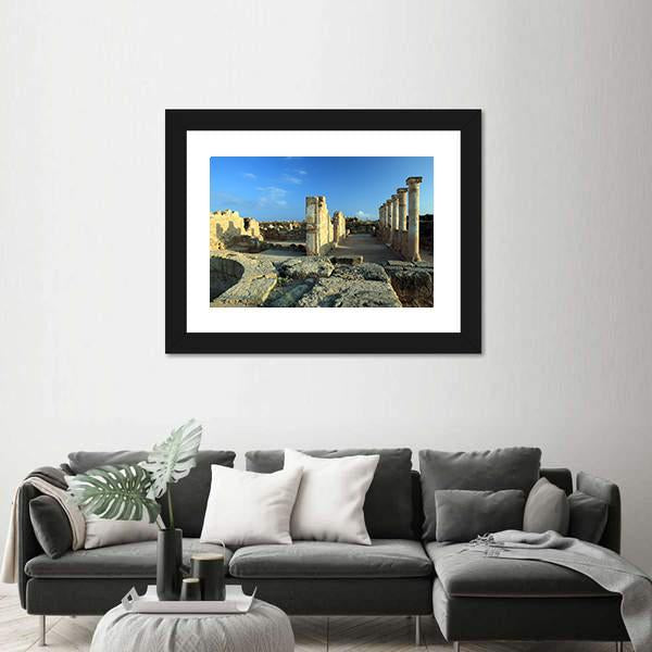 Temple Columns In Paphos Canvas Wall Art-1 Piece-Framed Print-20" x 16"-Tiaracle