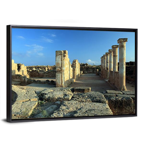 Temple Columns In Paphos Canvas Wall Art-3 Horizontal-Gallery Wrap-25" x 16"-Tiaracle