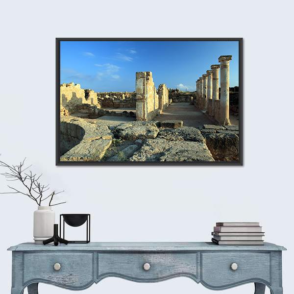 Temple Columns In Paphos Canvas Wall Art-3 Horizontal-Gallery Wrap-25" x 16"-Tiaracle