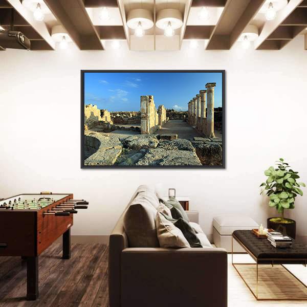 Temple Columns In Paphos Canvas Wall Art-3 Horizontal-Gallery Wrap-25" x 16"-Tiaracle
