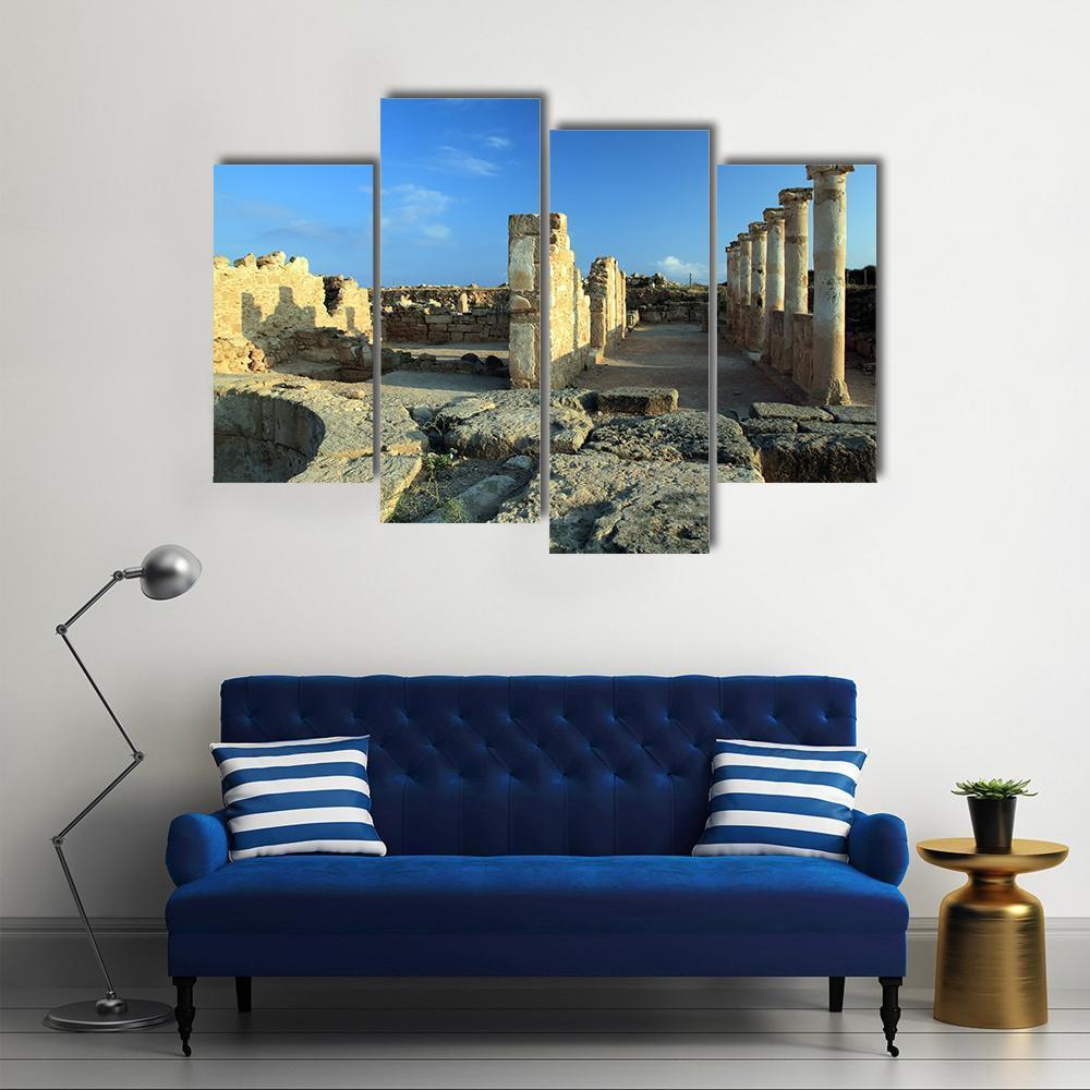 Temple Columns In Paphos Canvas Wall Art-4 Pop-Gallery Wrap-50" x 32"-Tiaracle