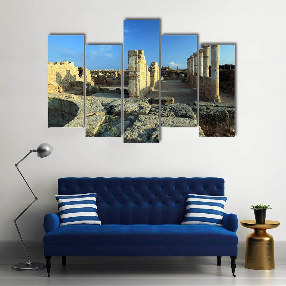 Temple Columns In Paphos Canvas Wall Art-5 Pop-Gallery Wrap-47" x 32"-Tiaracle