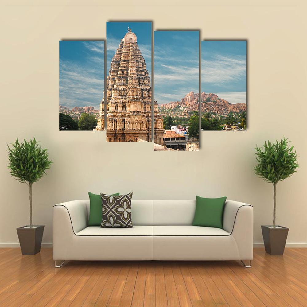 Virupaksha Temple Hampi Canvas Wall Art-4 Pop-Gallery Wrap-50" x 32"-Tiaracle