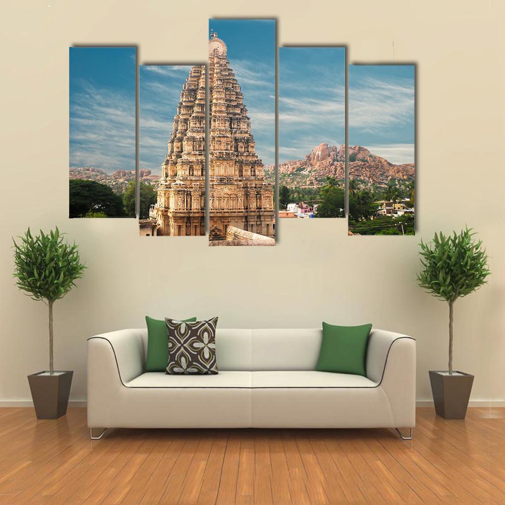 Virupaksha Temple Hampi Canvas Wall Art-5 Pop-Gallery Wrap-47" x 32"-Tiaracle