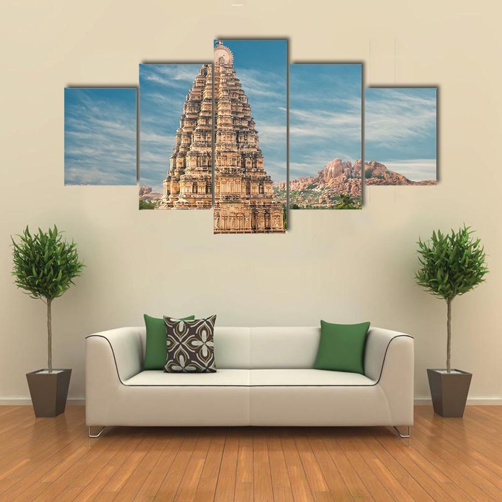Virupaksha Temple Hampi Canvas Wall Art-5 Star-Gallery Wrap-62" x 32"-Tiaracle