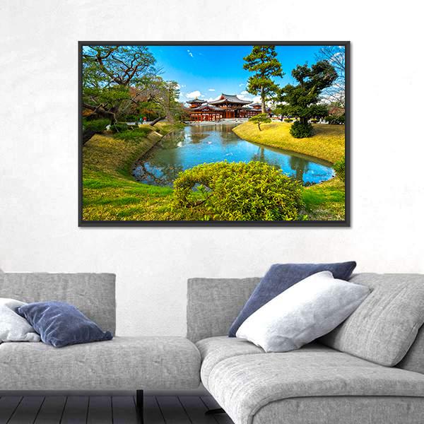 Temple In Japan Canvas Wall Art-1 Piece-Floating Frame-24" x 16"-Tiaracle